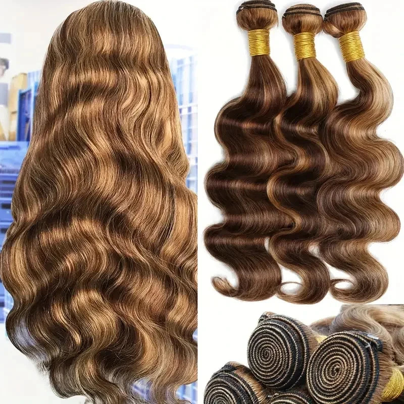 14A Highlight Ombre Body Wave Bundles Human Hair 100% Unprocessed Brazilian Colored 1 3 4 Pcs Raw Hair Bundles Weave Extensions