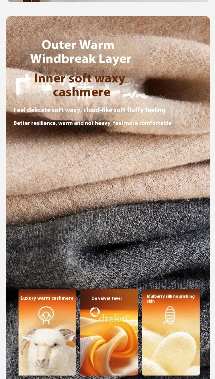 New Autumn/Winter Cashmere and Silk Round-Neck Thermal Set Striped Thermal Underwear for Men and Women Base Layer Undergarments