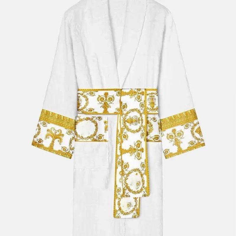 Fashion Autumn Winter Couple Robes - Long Sleeve Adult Bathrobe with Sashes Pockets, Men Women Homewear Pajamas