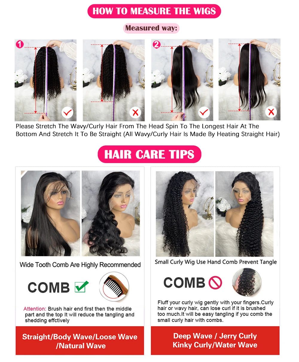 13x6 Loose Deep Wave HD Transparent Lace Frontal Wigs 200% Density 30 40 Inch 13x4 Curly Water Wave Lace Front Human Hair Wig