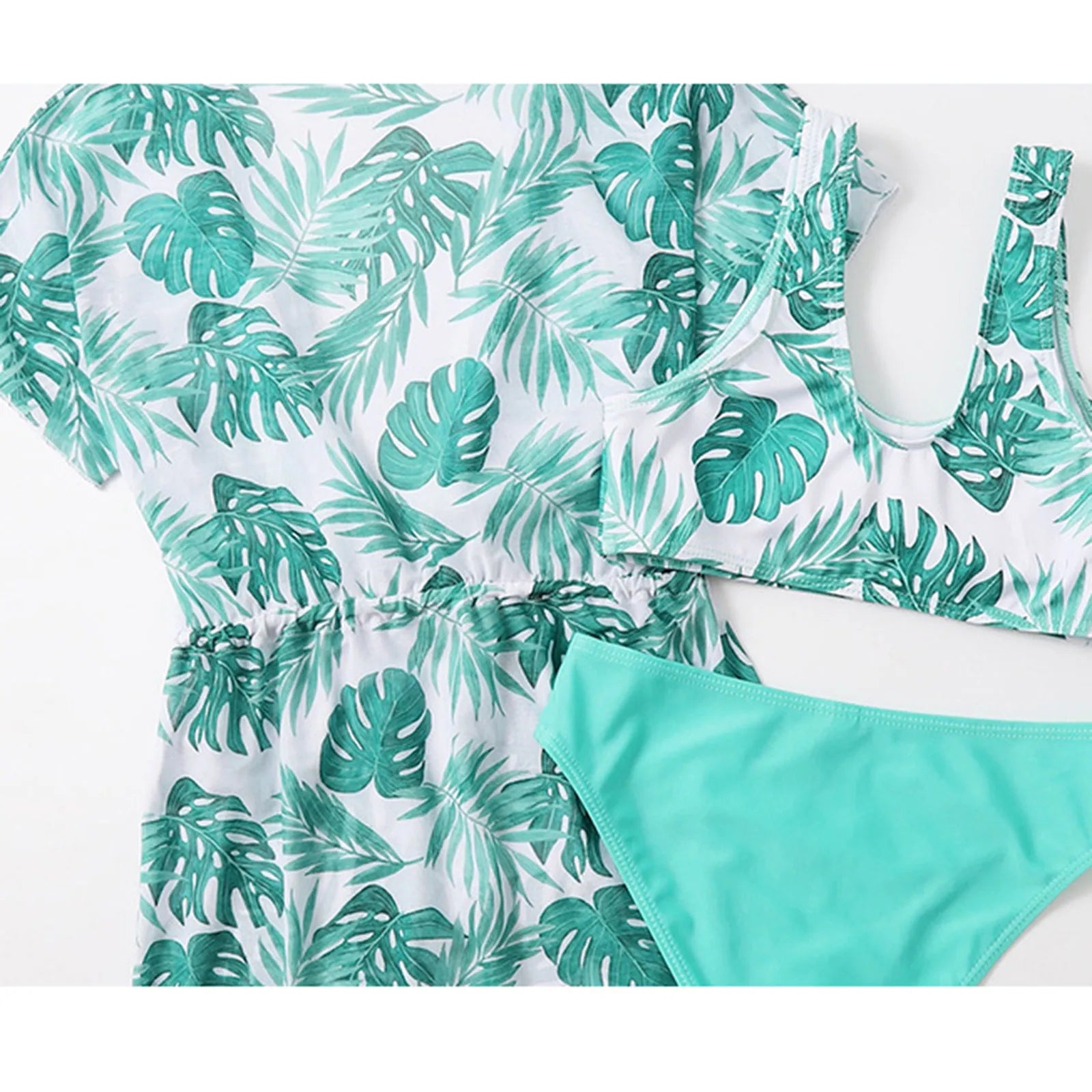 Size 12 Girl Bathing Suit Girls 3 Piece Tropical Bathing Suits Cute Bikini Swimsuit With Cover Up Sparkling Swimsuit