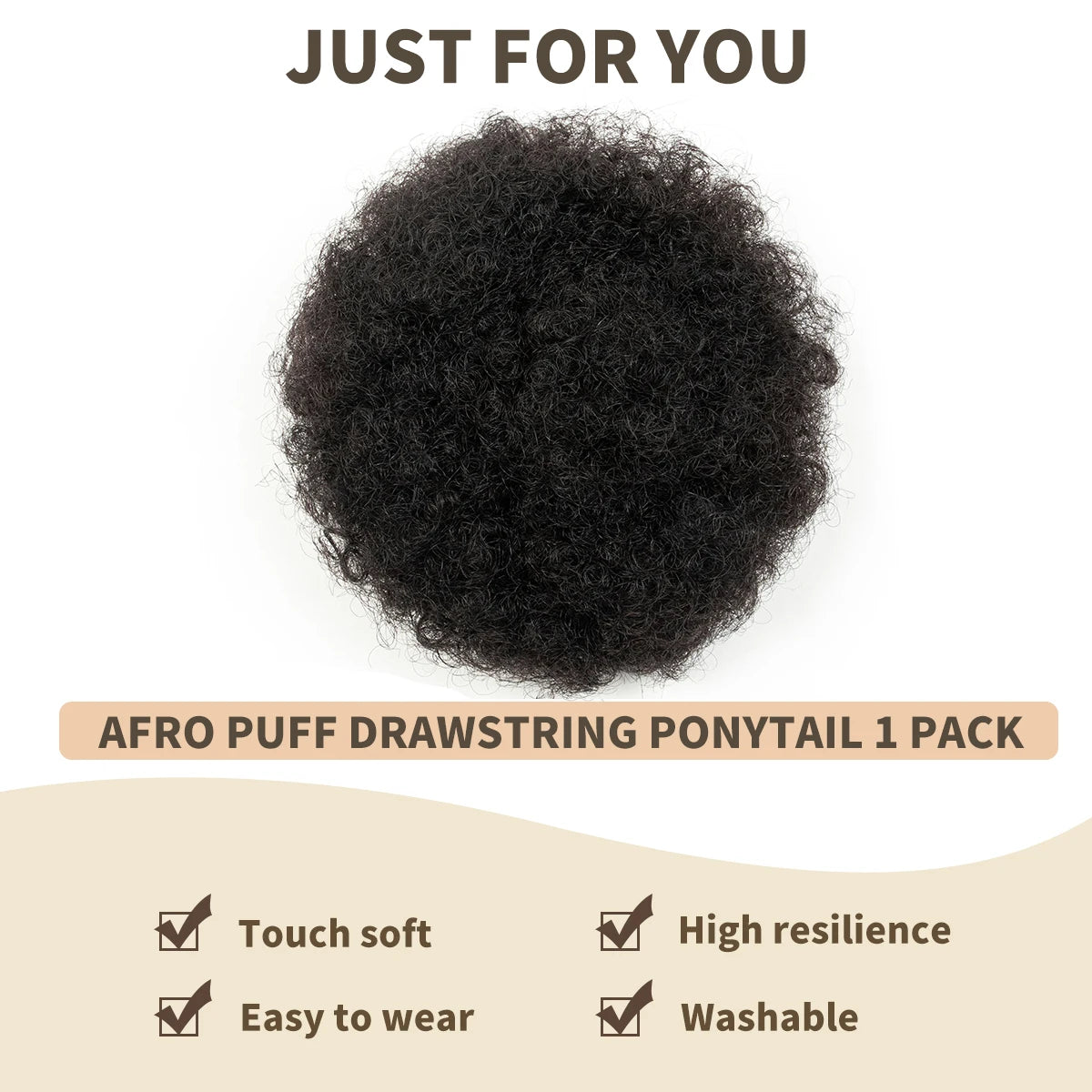 Kinky Curly Human Hair Ponytail Afro Puff Drawstring High Bun HairPiece Clip in on Updo Extensions for Black Women Ship From US