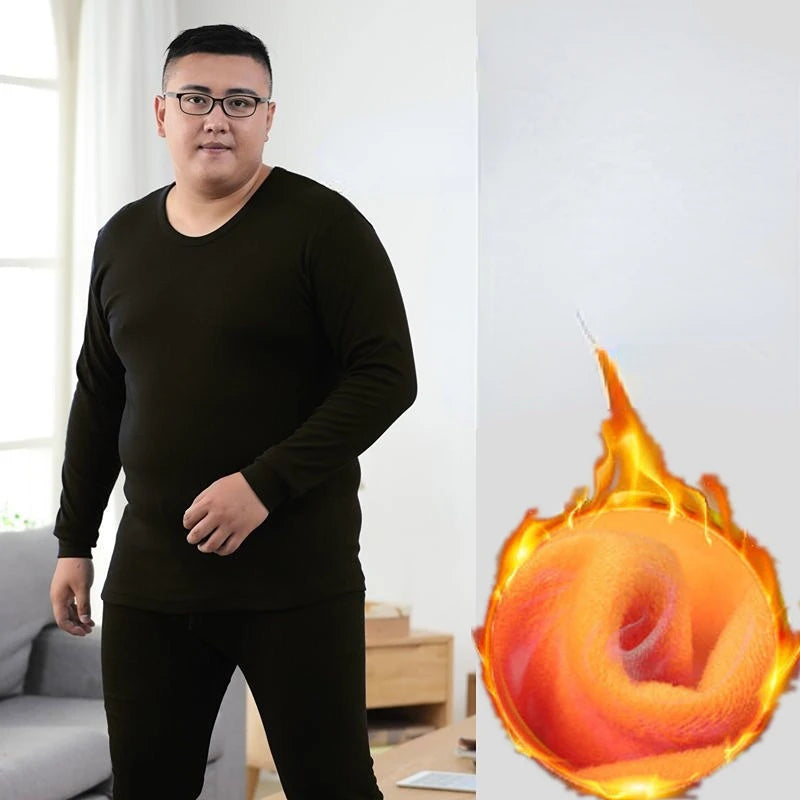 Winter Thermal Underwear Suit Man 6XL Size Fleece keep warm Men Long Johns Loose Elasticity Homewear Nightwear