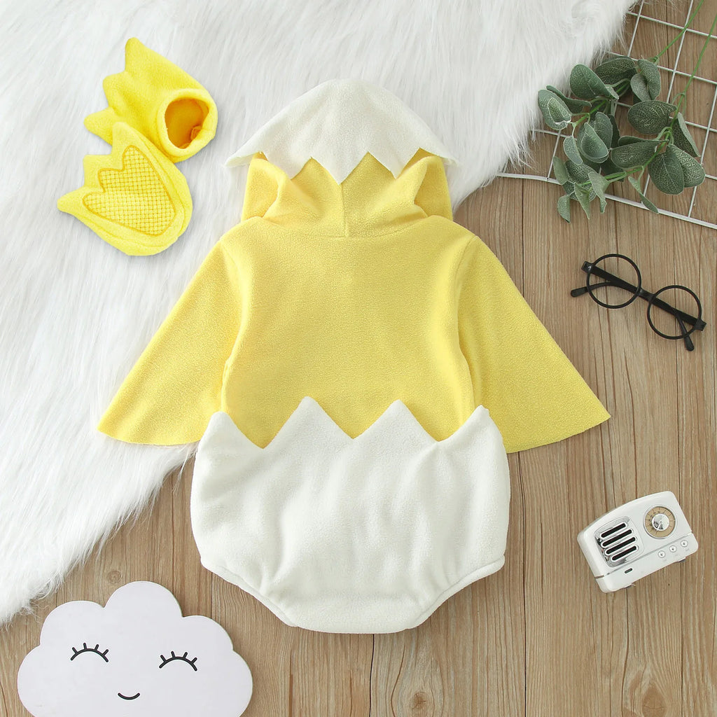Girl Outfits Infant Boys Girls Cosplay Chicken Animal Costume Winter Fleece Hooded Romper Bodysuits Footwear Set Baby Size