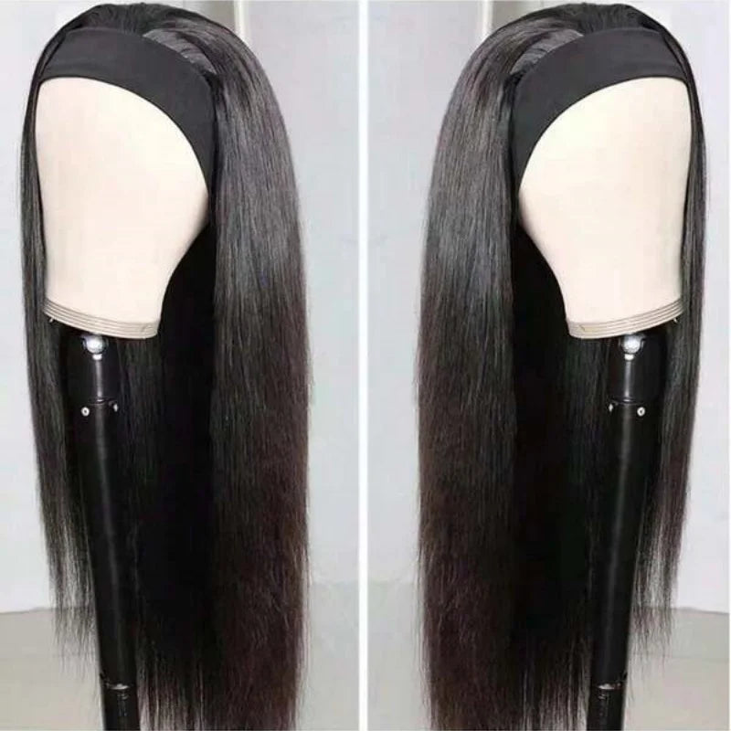 40 Inch Straight Headband Wigs Human Hair Machine Made Hair Wigs For Women 250% Density No Lace Front Wigs Brazilian Virgin Hair