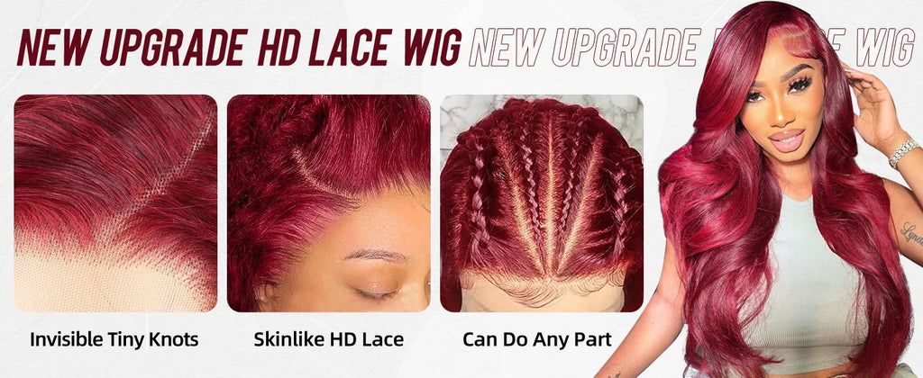 200% Colored 99j Wine Red Human Hair Wig Brazilian 40 Inch Burgundy 13x6 HD Lace Frontal Wig Body Wave 100% Remy Human Hair Wigs