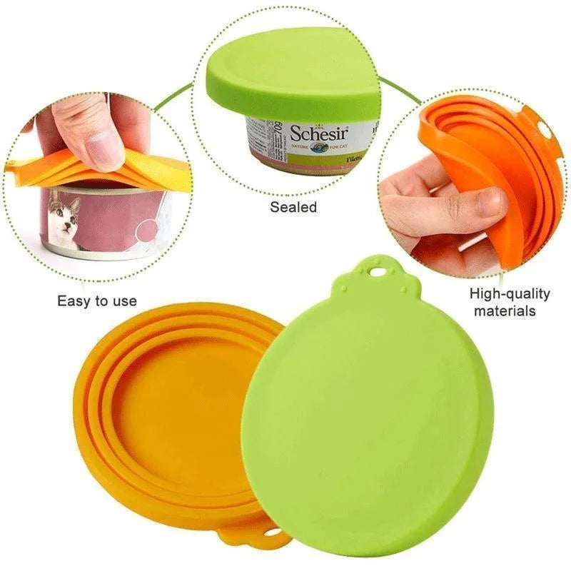 Reusable 3 In 1 Pet Food Can Silicone Cover Dogs Cats Storage Tin Cap Lid Seal Cover Pet Supplies For 8.5cm/7.5cm/6.5cm