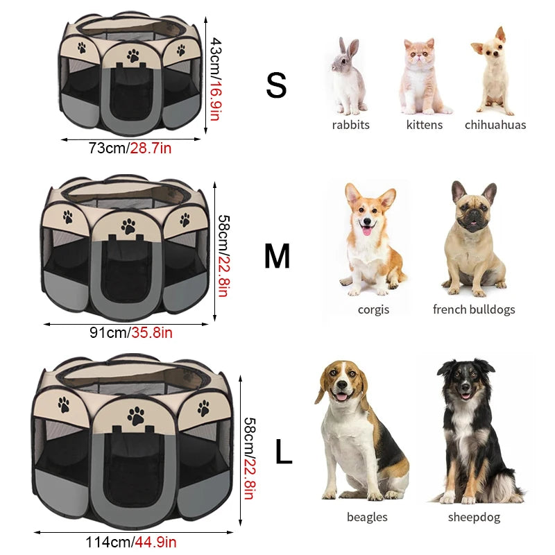 Portable Foldable Pet Tent Kennel Octagonal Pet Tent Foldable Portable Oxford Cloth Cat and Dog Nest Home Furnishings