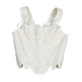 Fashion White Embossed Vintgae Petal Bodices Women Overbust Slimm Corsets Lace Up Boned Shaping Tops Korset