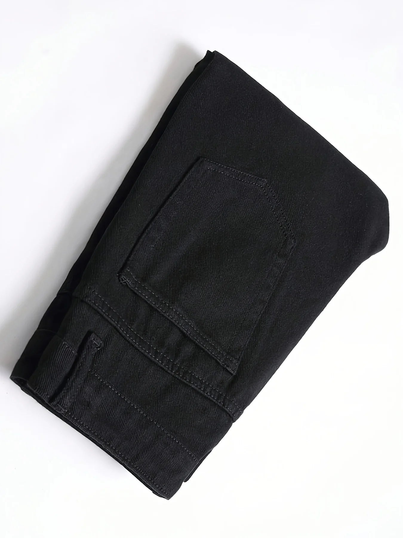 Men's slim fit perforated black denim pants