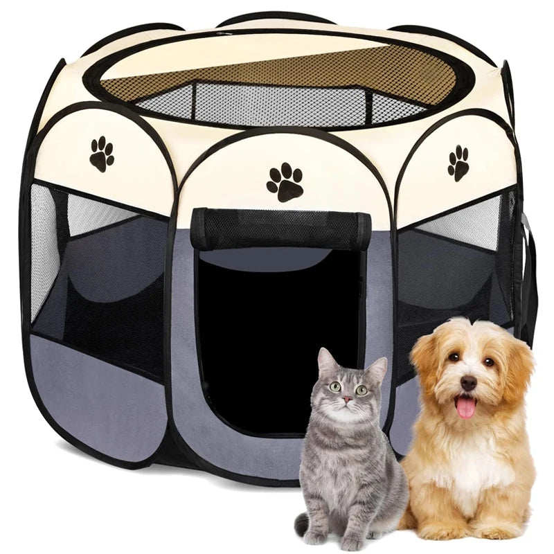 Portable Foldable Pet Tent Kennel Octagonal Pet Tent Foldable Portable Oxford Cloth Cat and Dog Nest Home Furnishings