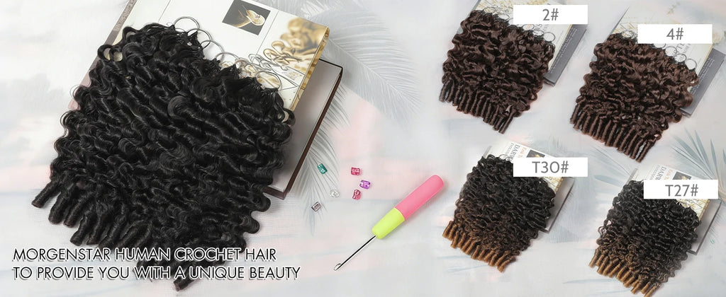 16A Kinky Curly Crochet Human Hair Knotless Pre-Separated Crochet Hair Extensions With String Curly Pre-Looped Feather Hair