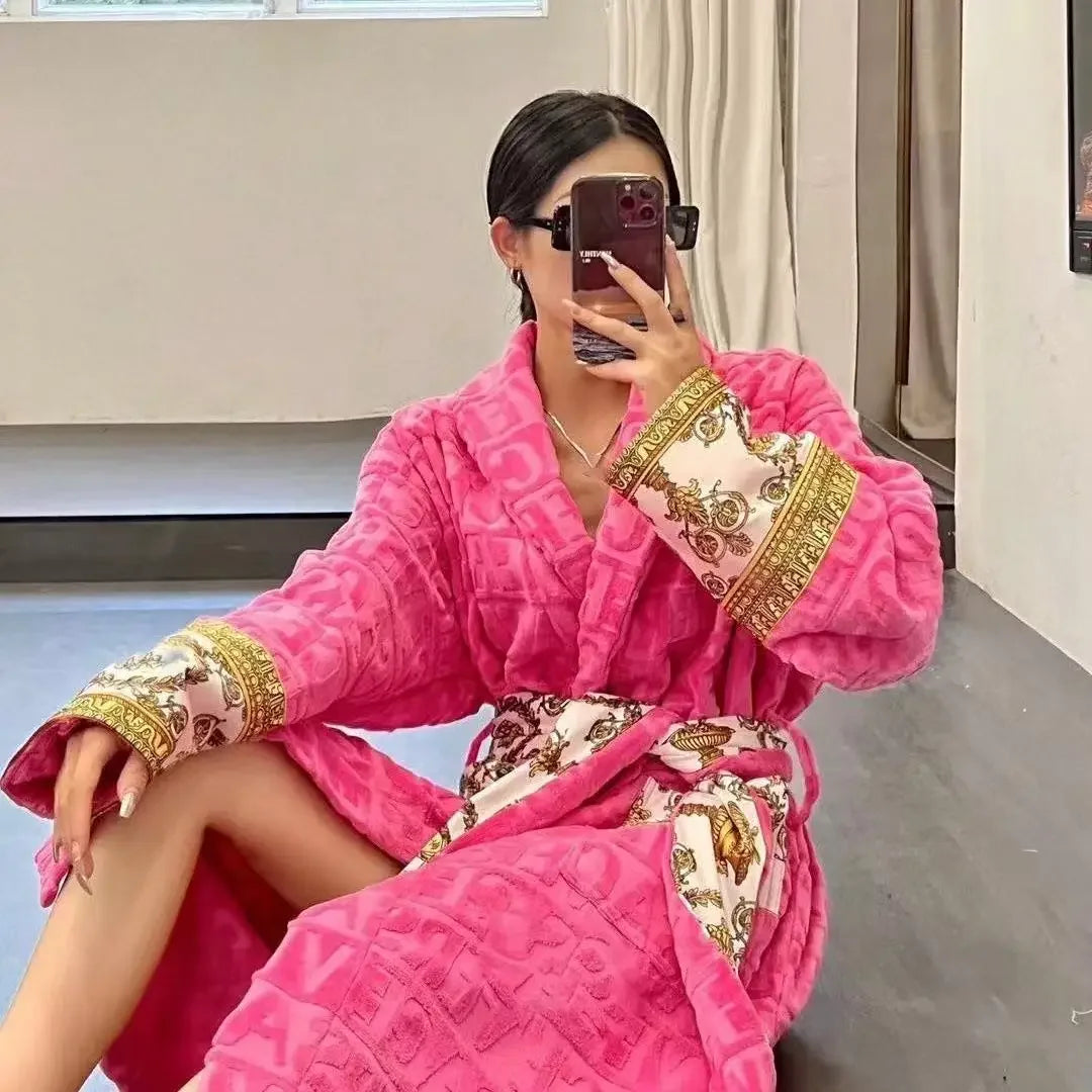 Bathrobe Men Women Sleepwear Long Robe Cotton Luxury Hotel Style Pajamas Homewear Comfortable Plush Loungewear