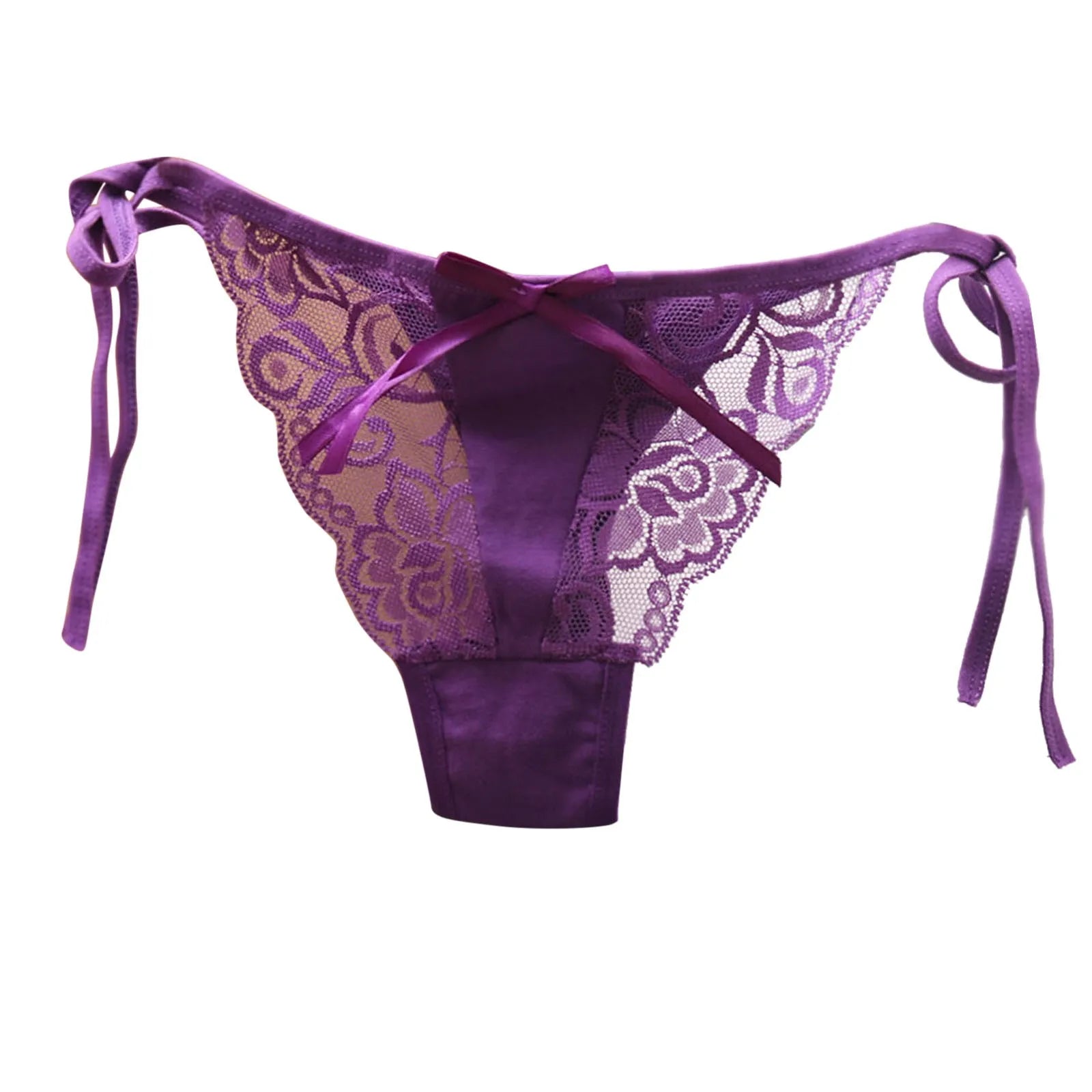 Women Sexy Lace Thong Low Waist Panties Side Tie See-Through Underpant Intimates Erotic Lingerie Ladies Underwear трусы женские