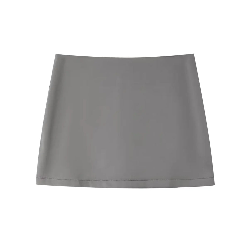 Korean Fashion Black Mini Skirts Summer Clothes Women 2025 Low Rise Skirts Mini Satin Skirt Low Waist Pencil Skirt With Shorts