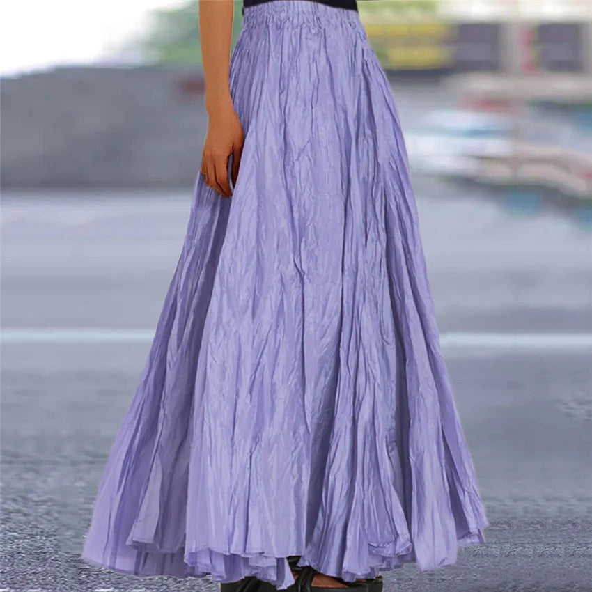 Fashionable Pleated A-line Skirt Spring Summer New Women's Solid Color Half Length Skirt With Elegant Pleats Floor Length Skirt