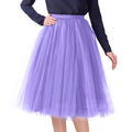 Womens Tiered Tutu A-Line Midi Skirts Elegant Puffy Underskirt Dance Party High Waist Tulle Skirt Lolita Petticoat Faldas Mujer