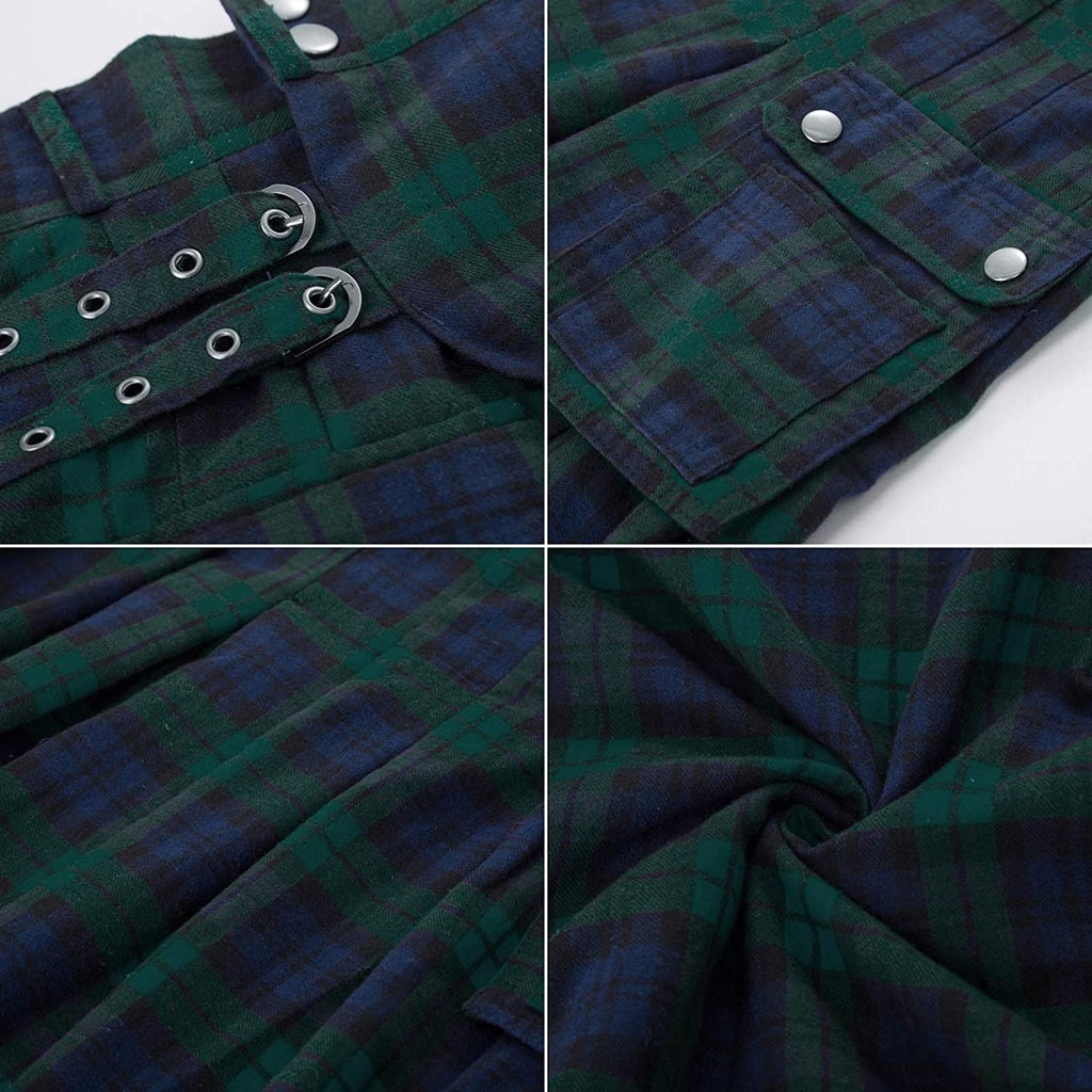 Men's Scottish Festive Skirt Men's Check Contrast Pleated Skirt