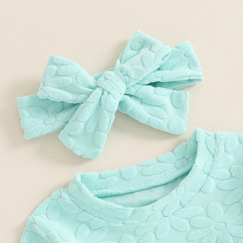 2024-05-22 Lioraitiin Toddler Girl Fall Outfit Daisy Embroidery Long Sleeve Sweatshirt with Elastic Waist Pants Headband Set