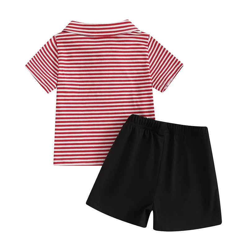 2025-01-16 Lioraitiin Toddler Baby Boy Summer Clothes Short Sleeve Football Embroidery T-Shirt + Shorts Set 2Pcs Outfits