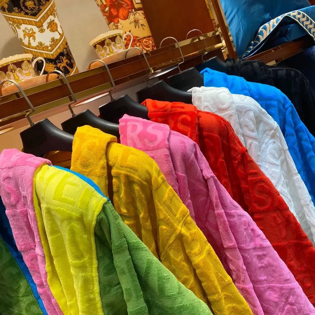 Fashion Autumn Winter Couple Robes - Long Sleeve Adult Bathrobe with Sashes Pockets, Men Women Homewear Pajamas