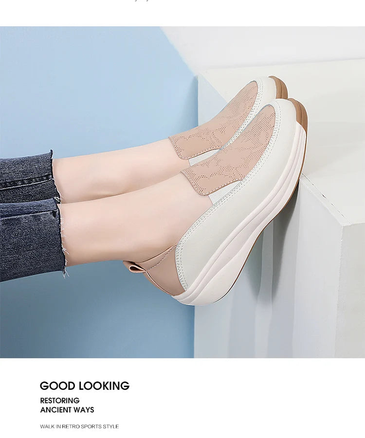 New women's 43 casual shoes, 100% genuine leather breathable and fashionable leather shoes for walking