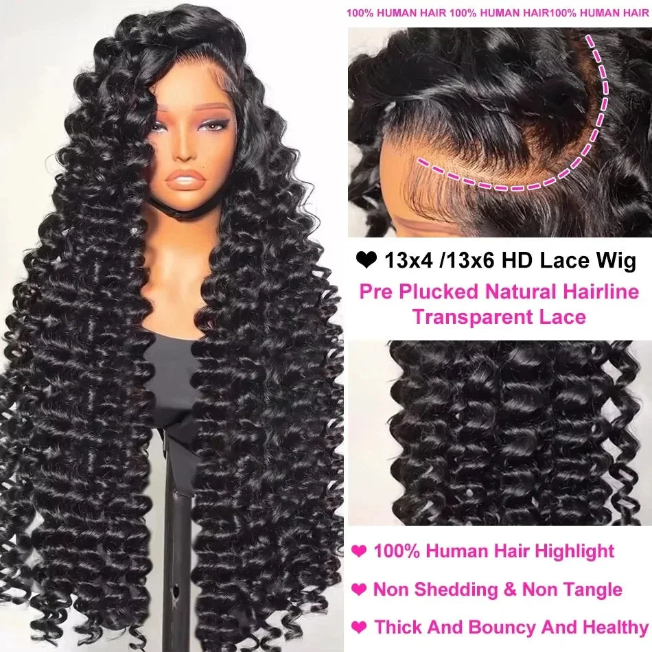 30 40 Inch Loose Deep Wave Wigs 13x6 Hd Lace Frontal Wig Brazilian Human Hair Wig 13x4 Preplucked Transparent Hd Lace Front Wig