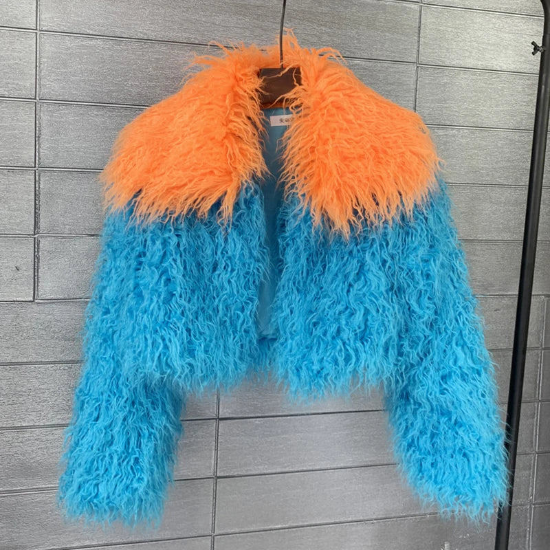 DEAT 2025 Fashion Winter Turn-Down Collar Faux Fur Short Coat For Women Versatile Loose Lamb Wool Jacket Female 11A06261