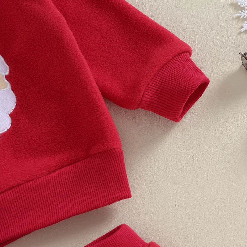 2023-09-04 Lioraitiin 0-3Y Toddler Boys Christmas Outfits Santa Embroidery Long Sleeve Sweatshirts+Solid Long Pants Clothes Set