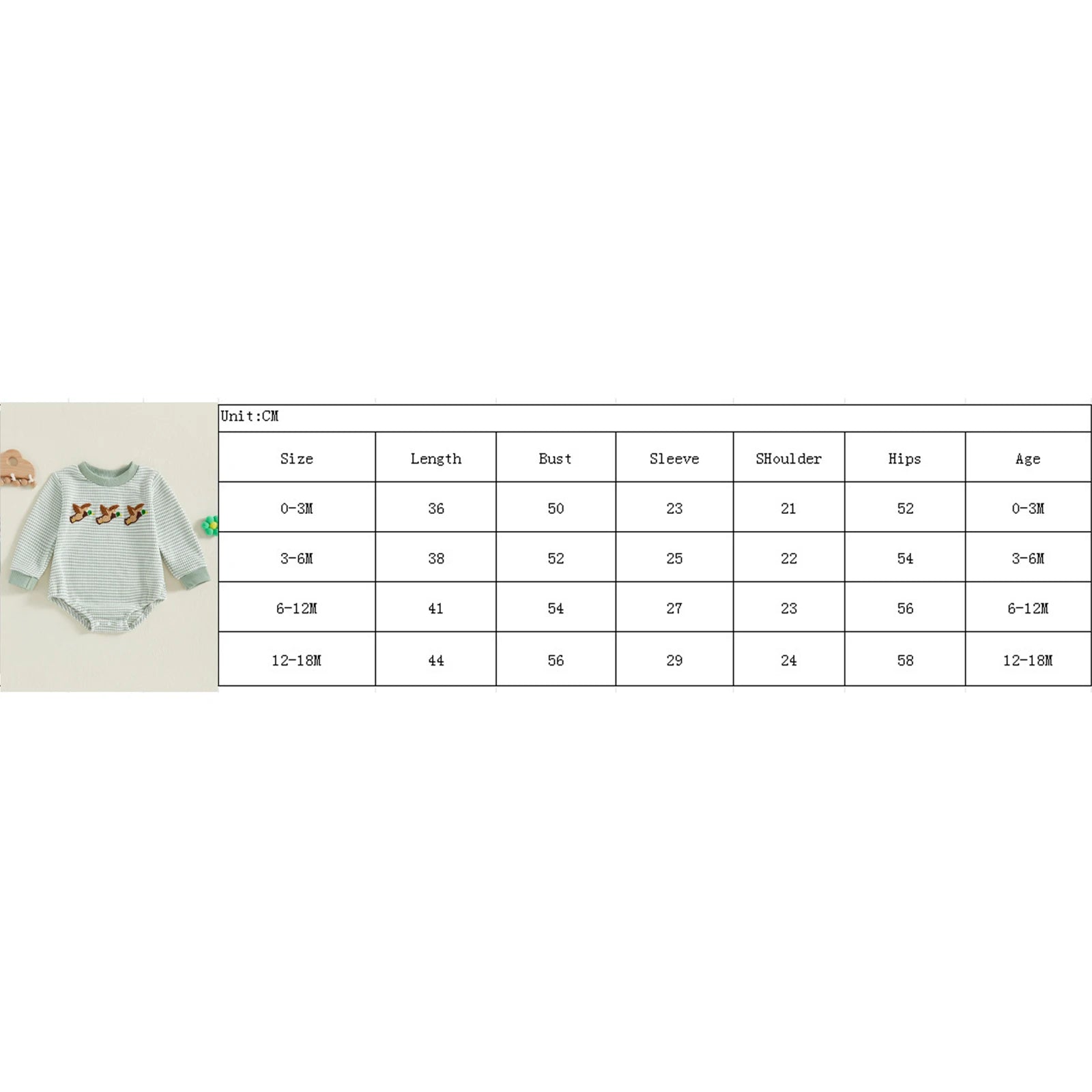 Lioraitiin Newborn Baby Boy Romper Long Sleeve Round Neck Duck Embroidery Bodysuit Fall Playsuit