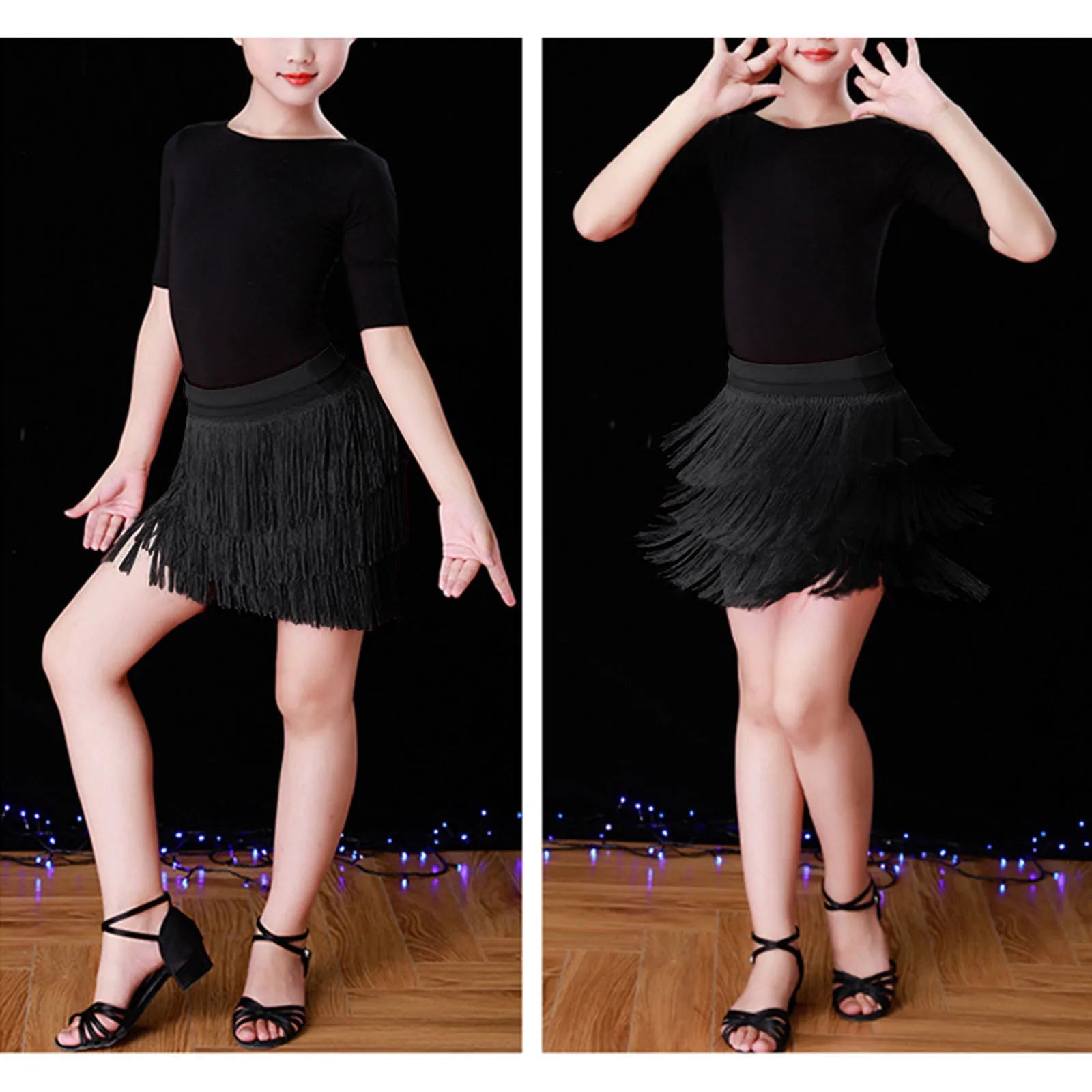 Girl dresses Kids Girls Tassel Dance Skirt Latin Ballroom Layered Fringe Dancewear vestidos para niñas