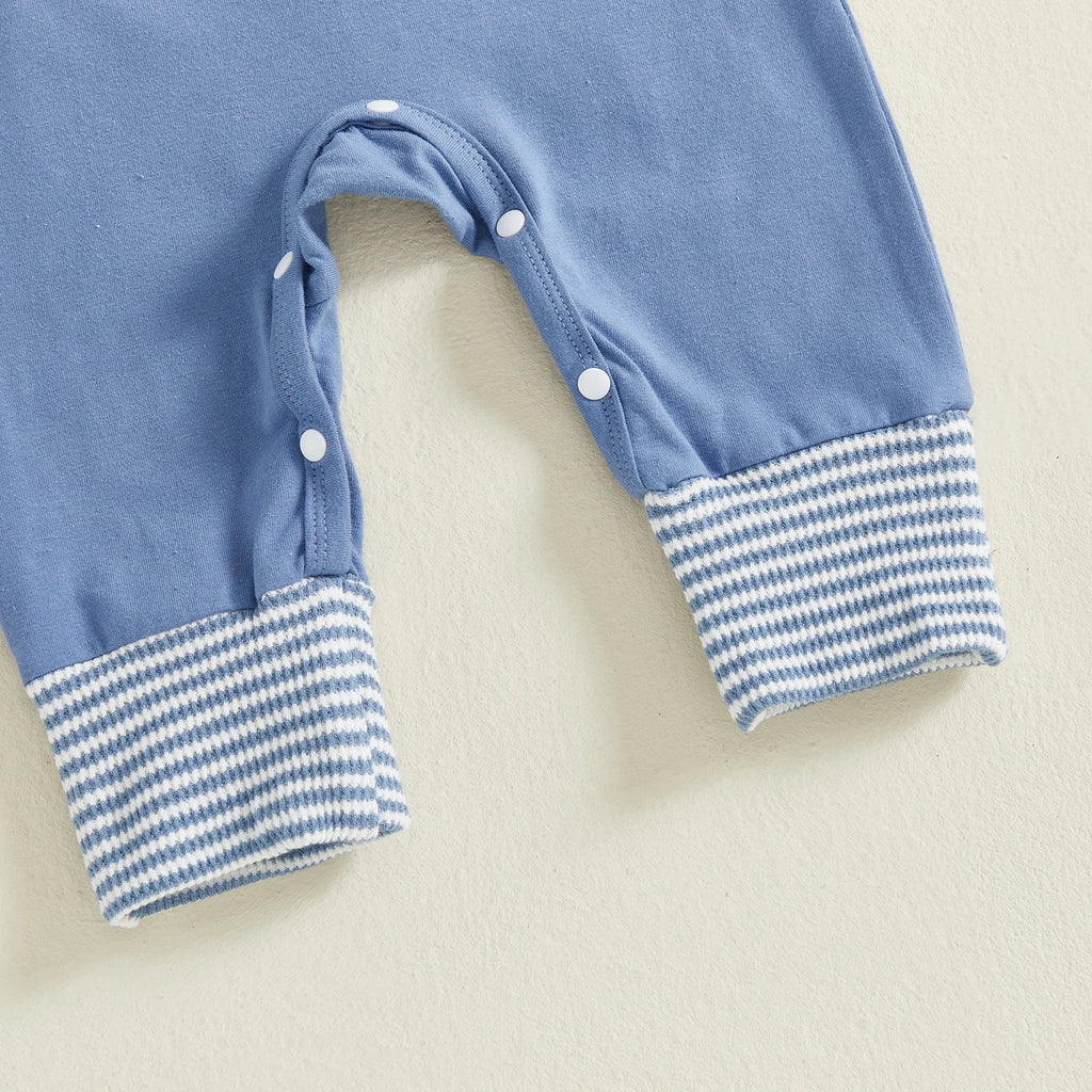 Lioraitiin Baby Boys Jumpsuit Long Sleeve Striped Patchwork Casual Autumn Newborn Romper Clothes