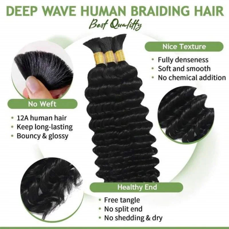 30Inch Colored Human Hair Bulk For Boho Braiding Curly Brazilian Highlight Deep Wave Human Hair Extension No Weft 2 Bundles 110g