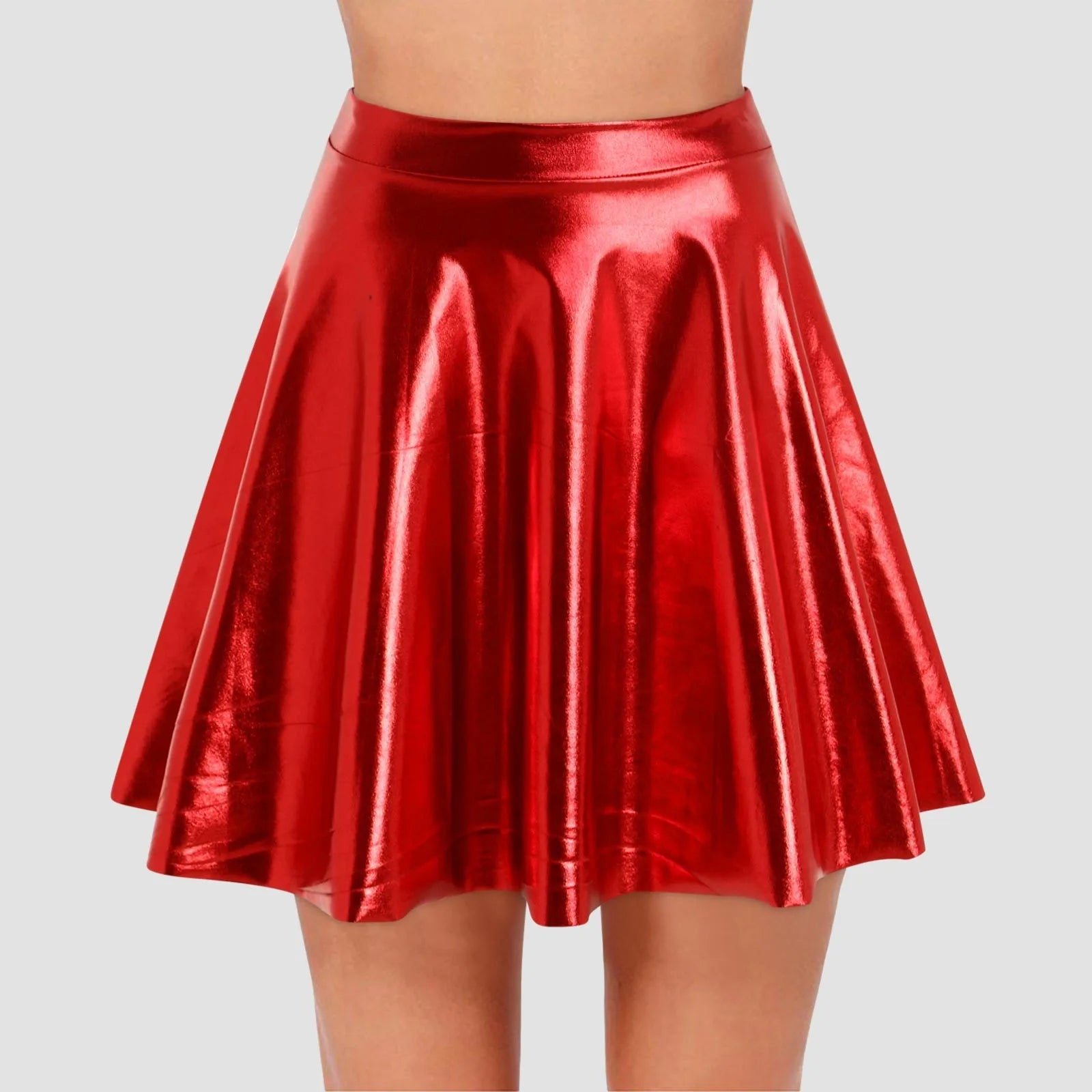Women's Hight Waist Skirt Shiny Skater Skirt Sparkly Shiny Flared Pleated A Line Mini Skort Girls' Carnival Cosplay Skirt
