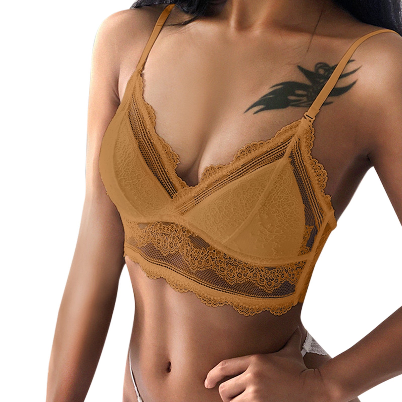 Sexy Low Back Bras Ladies U Backless Invisible Lace Wireless Bra Bralette Mesh Ultra Thin Seamless Underwear Women Lingerie