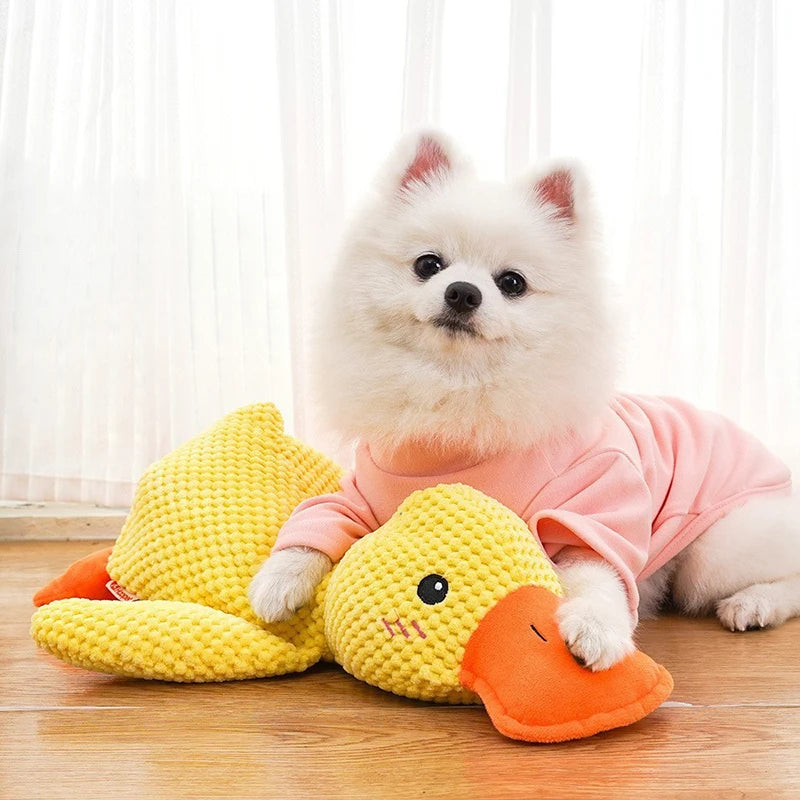 Duck Shape Dog Toy Quacking Plush Pet Toy For Small Large Dog Durable Puppy Molar Chew Toy Fun Interactive Plaything Dog Supplie