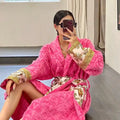 Fashion Autumn Winter Couple Robes - Long Sleeve Adult Bathrobe with Sashes Pockets, Men Women Homewear Pajamas