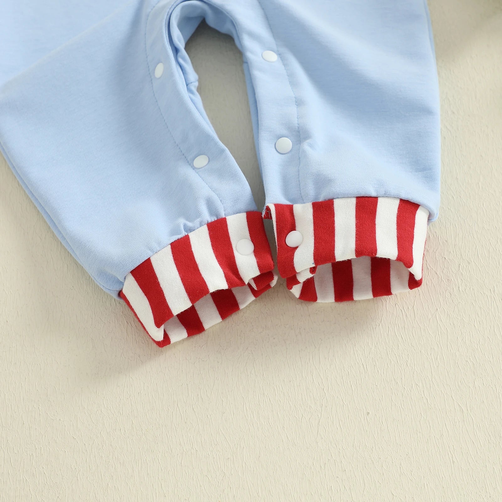 Lioraitiin Newborn Baby Boys Christmas Romper Santa Embroidery Striped Crew Neck Long Sleeve Full Length Jumpsuit