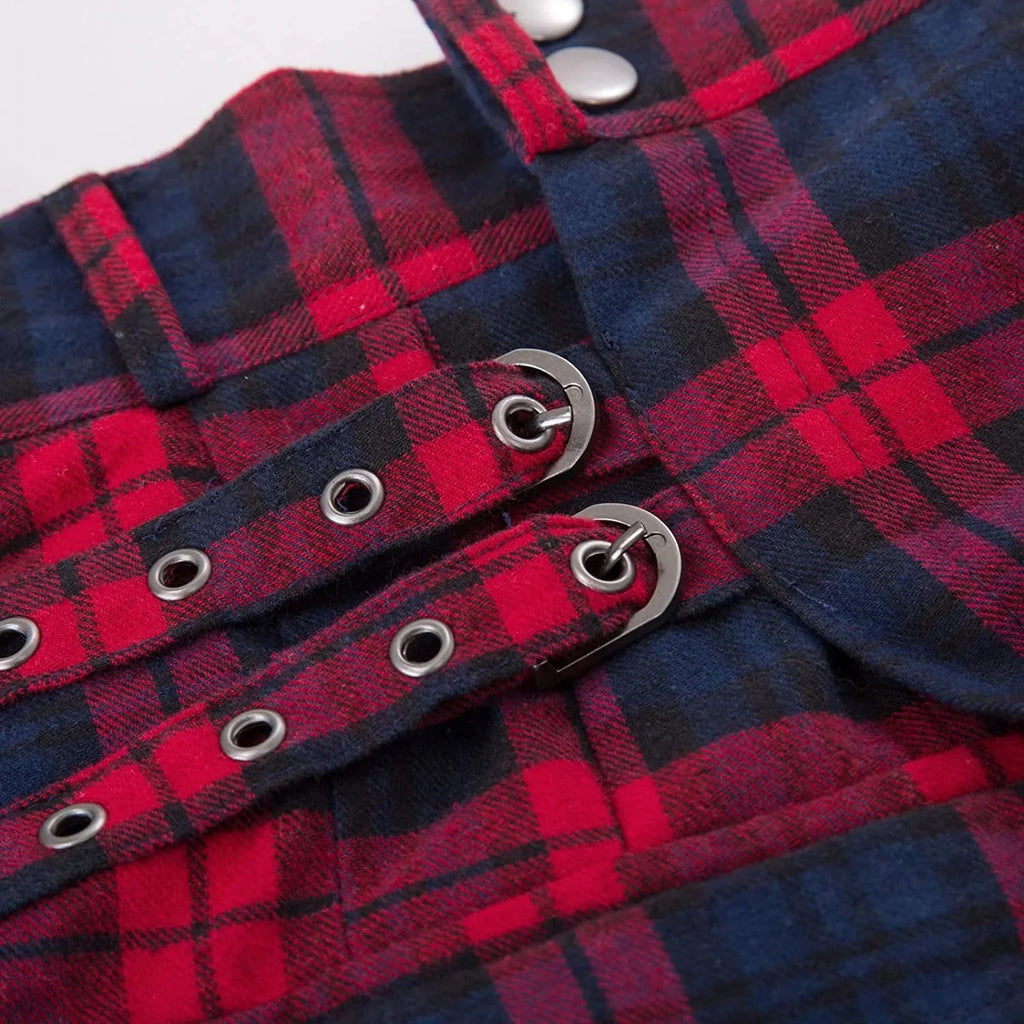 Men's Scottish Festive Skirt Men's Check Contrast Pleated Skirt