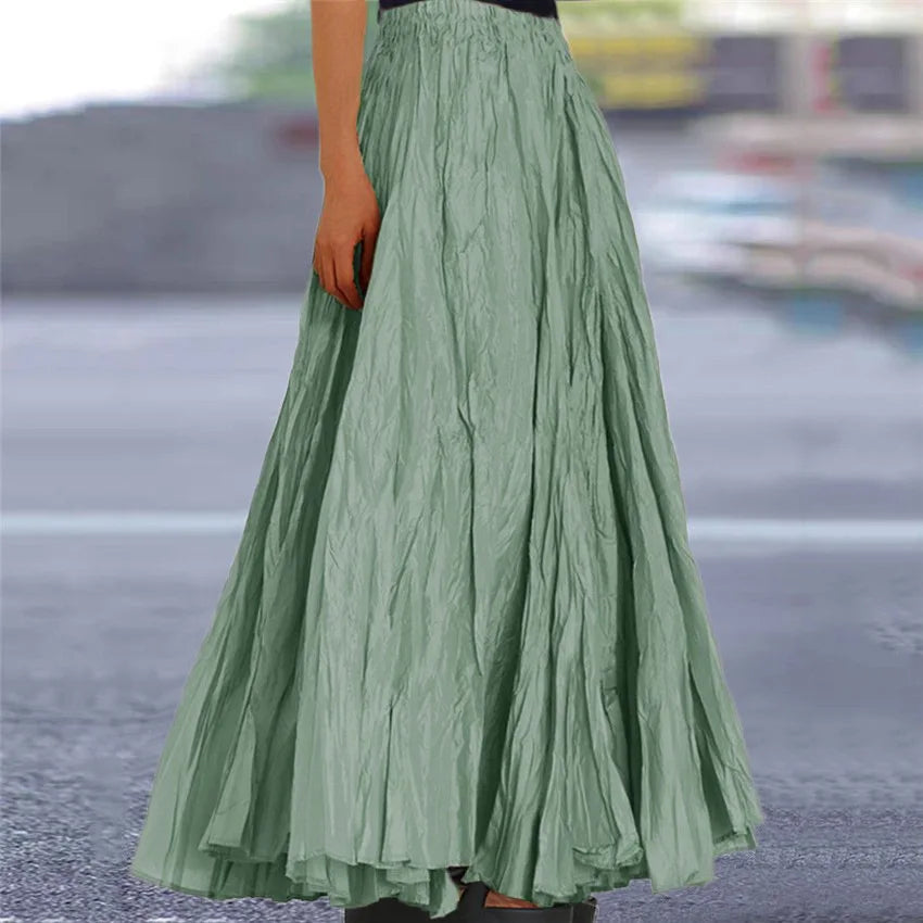 Fashionable Pleated A-line Skirt Spring Summer New Women's Solid Color Half Length Skirt With Elegant Pleats Floor Length Skirt