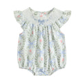 Adorable Baby Girls Jumpsuit Short Sleeve Round Neck Floral Print Toddler Romper for Playtime and Outings in Summer