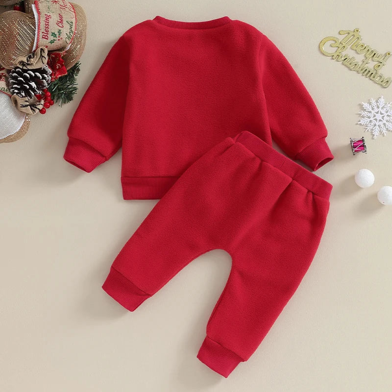 2023-09-04 Lioraitiin 0-3Y Toddler Boys Christmas Outfits Santa Embroidery Long Sleeve Sweatshirts+Solid Long Pants Clothes Set