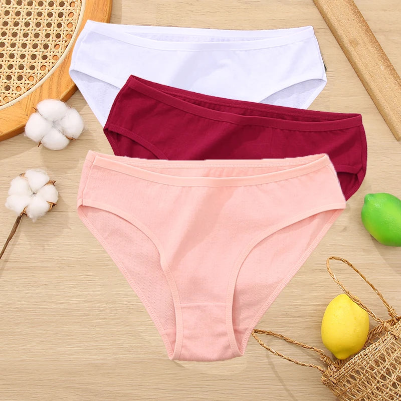 3PCS/Set Cotton Panties Women Briefs Jacquard Design Women Panties Sexy Female Underpants Solid Color Intimate Pantys S-XL