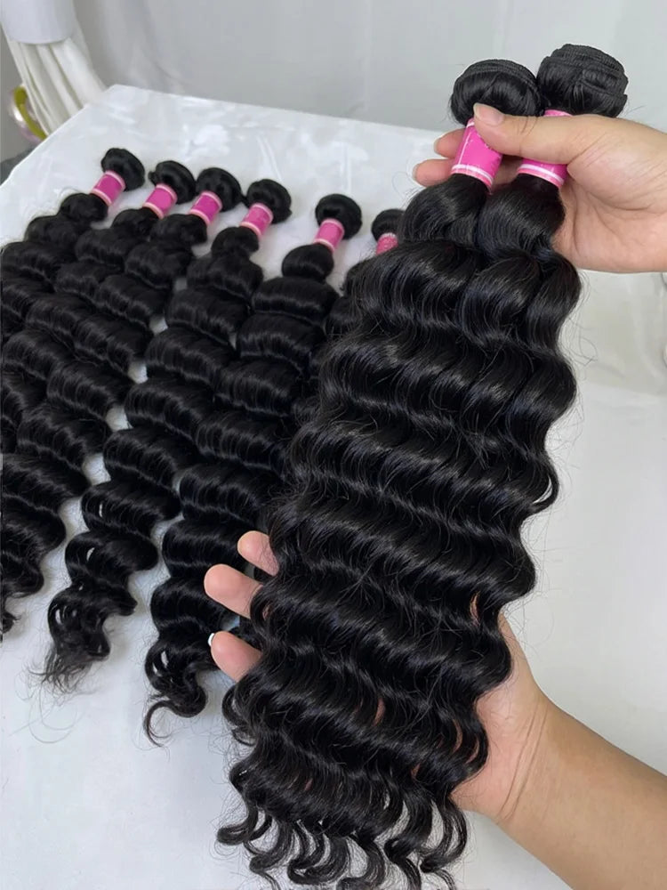Wiglovie Loose Wave Human Hair Bundle 3 Bundle Deals 15A Peruvian Raw Curly 3/4 Pcs Double Weft Bundles Extensions For Women