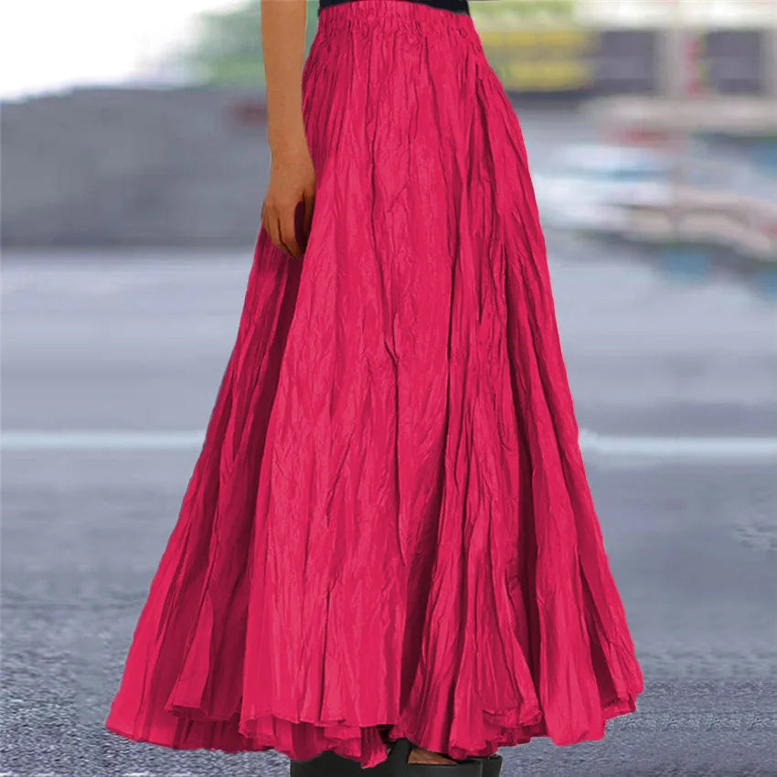 Fashionable Pleated A-line Skirt Spring Summer New Women's Solid Color Half Length Skirt With Elegant Pleats Floor Length Skirt