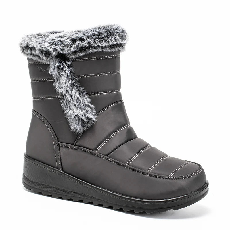 Faux Fur Waterproof Snow Boots Women 2024 Trend Non Slip Winter Ankle Boots Woman Warm Thicken Plush Couples Cotton Padded Shoes
