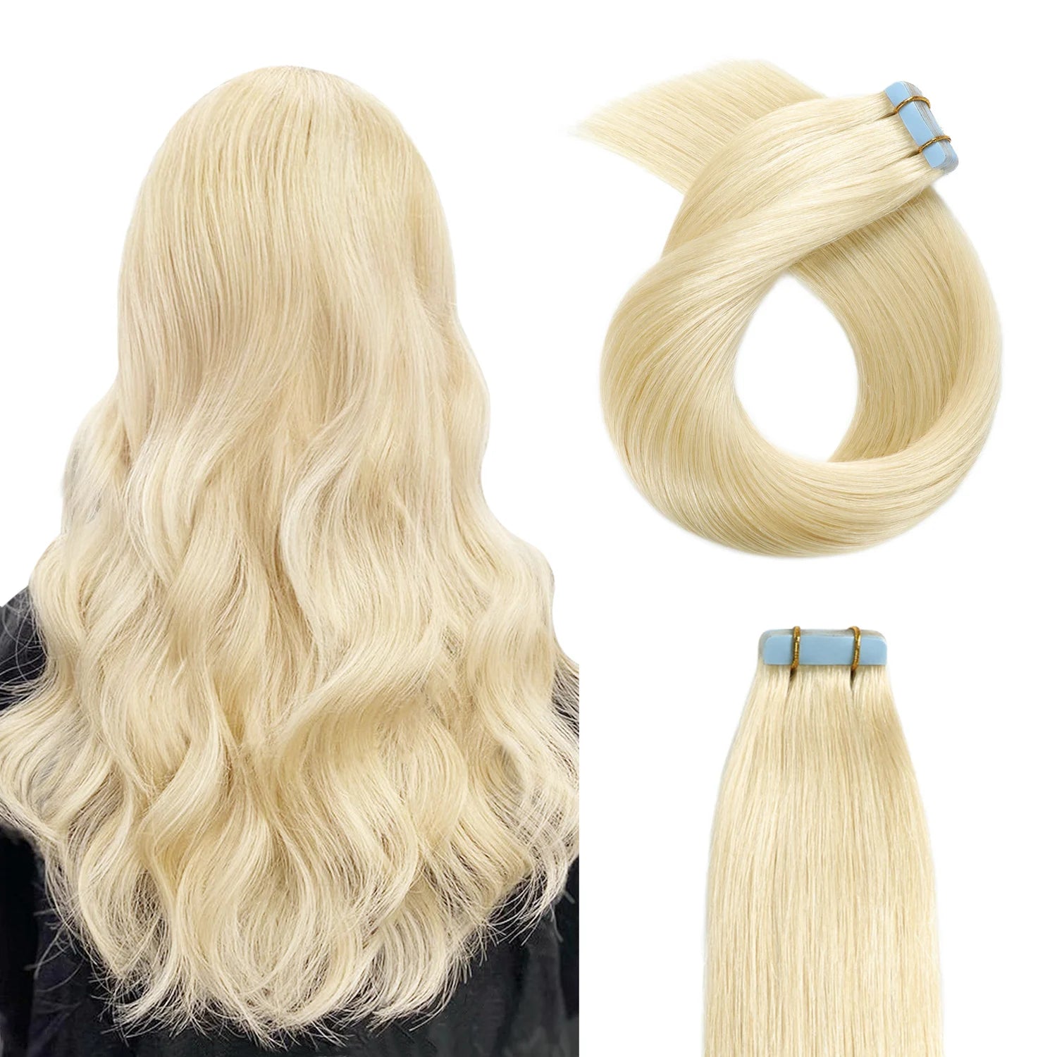 Jet Black #1 Tape In Hair Extensions Human Hair 12-24 Inches 50g 20Pcs/Pack Tape Ins Human Hair Extensions Real Human Hair Tape