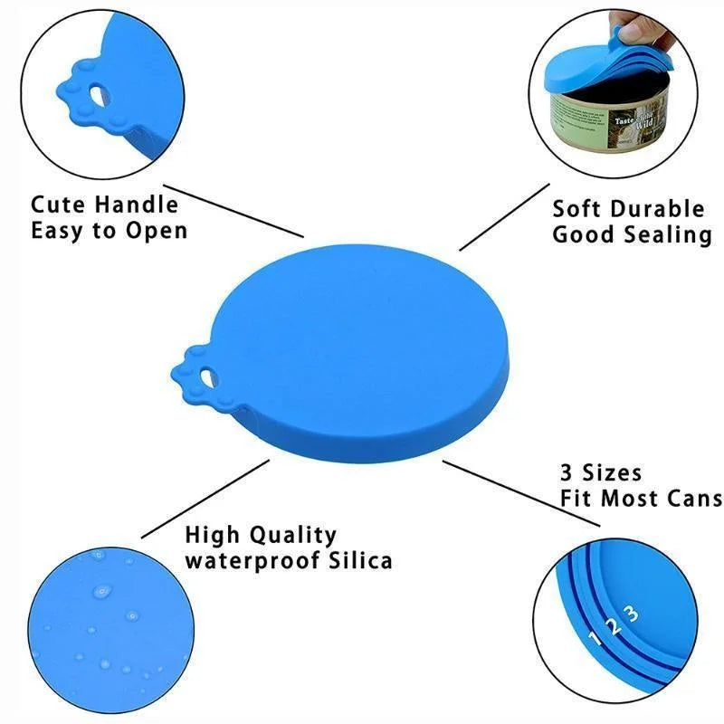 Reusable 3 In 1 Pet Food Can Silicone Cover Dogs Cats Storage Tin Cap Lid Seal Cover Pet Supplies For 8.5cm/7.5cm/6.5cm