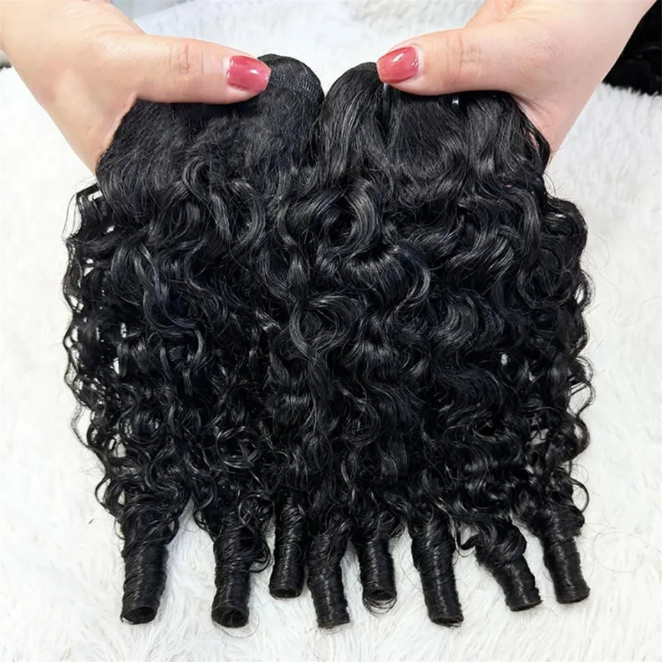 12A Burmese Curly Bundles Human Hair 3C4A Water Wave With Spiral Curly End 100% Unprocessed Raw Hair Sew In For Women 18 30 Inch