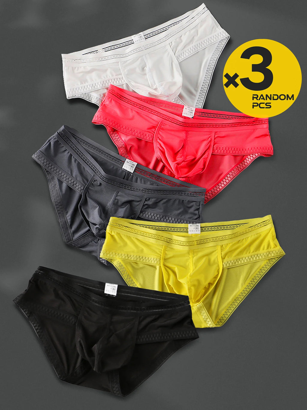 Men's Ice Silk Boxer Pants Breathable Panties Male Large Ultra Thin Boxer Shorts Sexy Thong underwear Randomly 3pcs Five colors